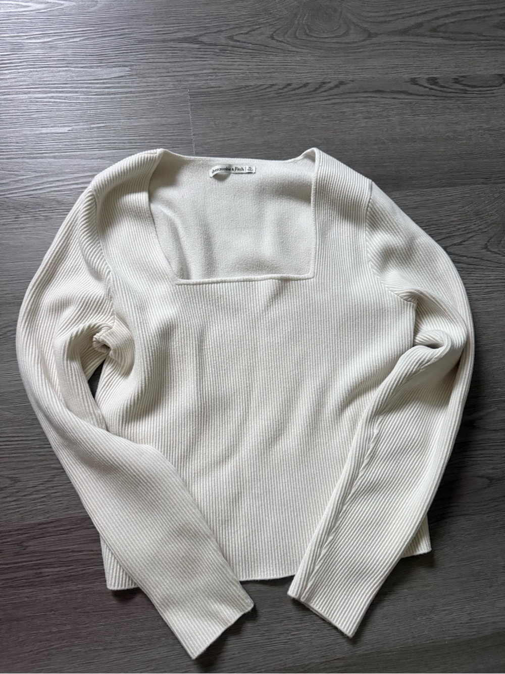 Abercrombie & Fitch Cream Ribbed Square-Neck Sweater